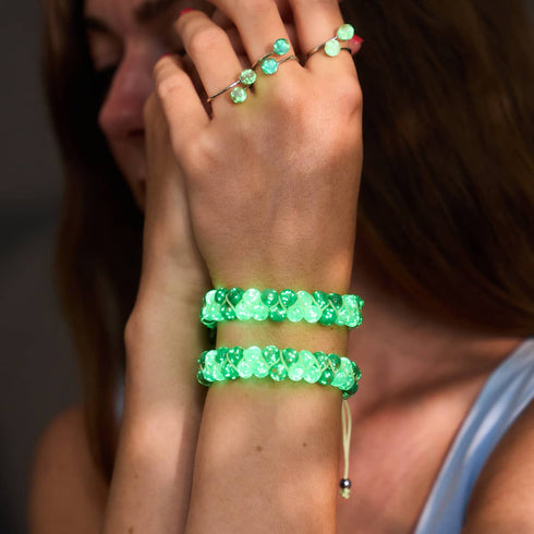 Glühwürmchenwiese | Sukkulente x Kiwi | Doppeltes Glühwürmchen-Glasarmband